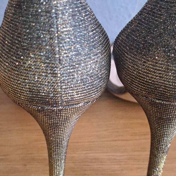 KATE SPADE NEW YORK Womens 6.5 Metallic Leather Isa Sandals Silver Glitter - Picture 10 of 15